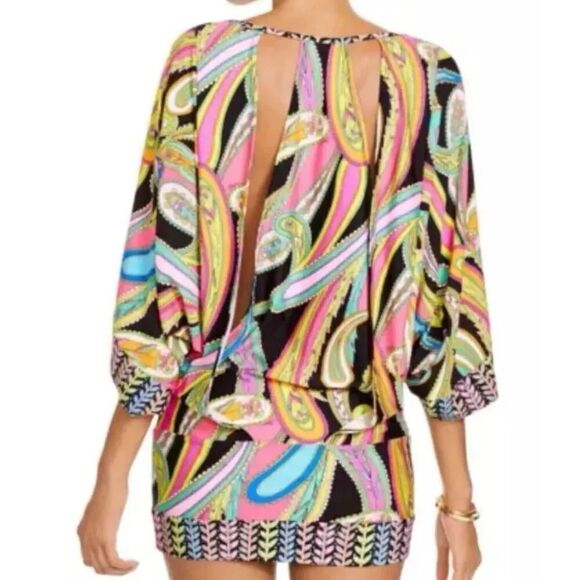 Trina Turk Garden Bloom Tunic Swim Cover Caftan Size Large Dress - Picture 2 of 9